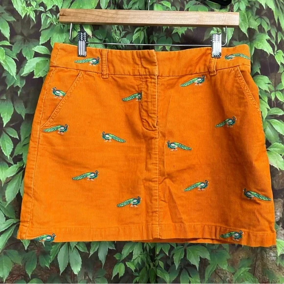 J. CREW Orange Peacock Embroidered Corduroy Miniskirt, 4 - Picture 3 of 9